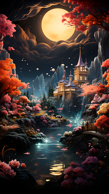Free ai generated forest building illustration