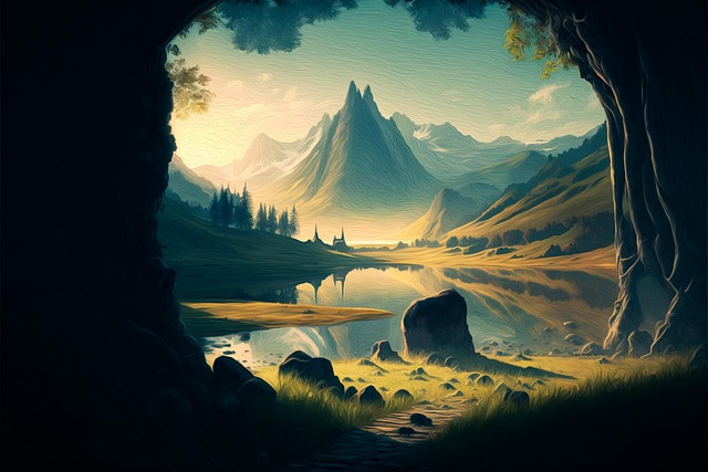 Download free HD stock image of Ai Generated River Free ai generated river mountains illustration