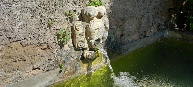 Quelle, Wasser, Kopf, Stein, Kristallin