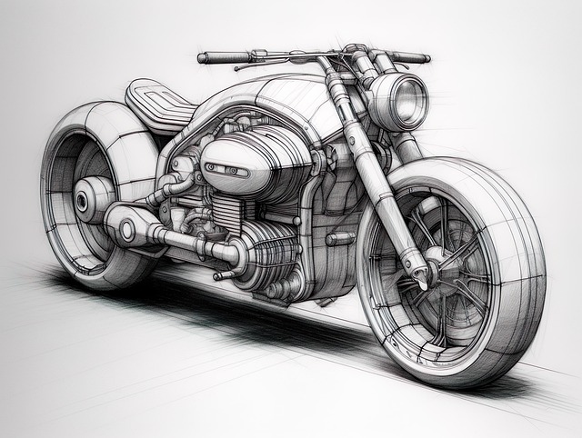 Free ai generated lineart motorcycle illustration