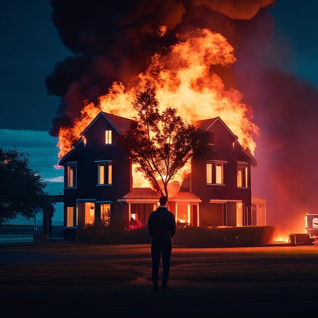 Free ai generated home fire illustration