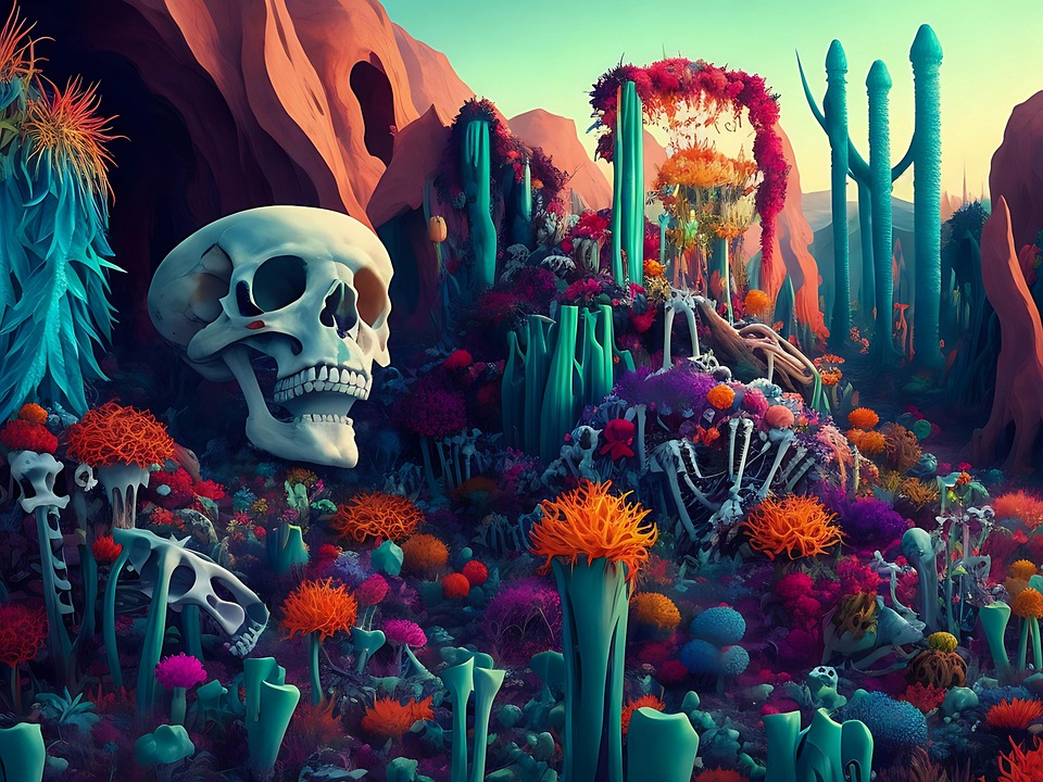 Download Ai Generated, Skeleton, Skull. Royalty-Free Stock Illustration