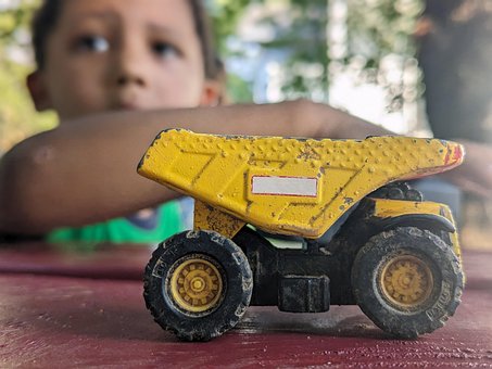 Kind, Tonka-Truck, Lastwagen, Kipper