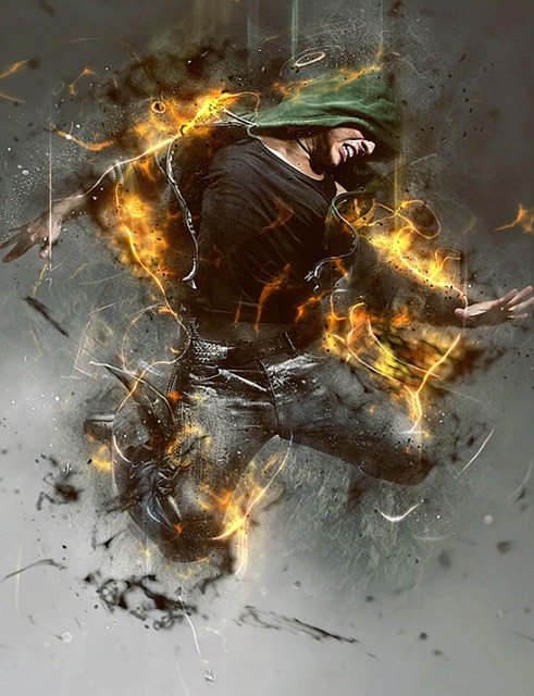 Free Man Fire Explosion photo and picture