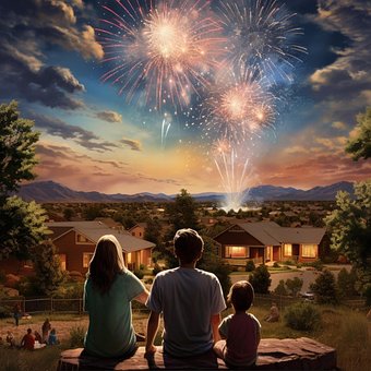 Ai Generiert, Familie, Feuerwerk