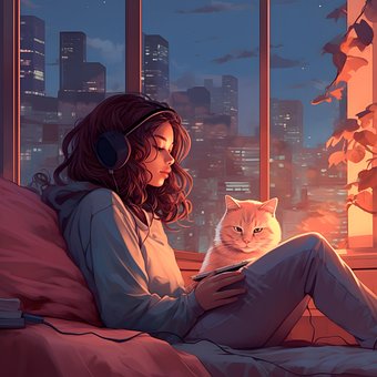 Ai Gerado, Garota, Lofi, Senhora, Gato