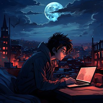 Ai Gerado, Garoto, Noite, Lofi