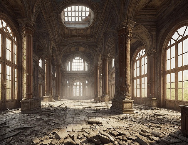 Free ai generated lost places hall illustration