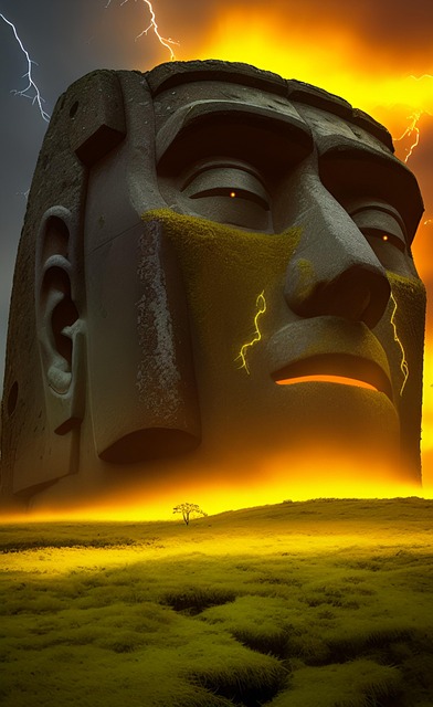 Free ai generated moai mystery illustration