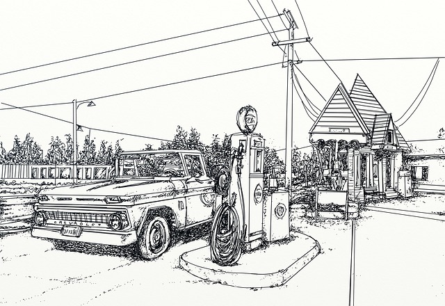 Lastbil, Køretøj, Tankstation, Maskine
