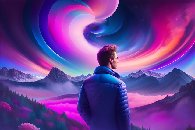 Free man nature colorful illustration