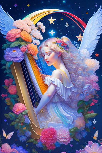 Download Angel, Angel Playing Harp, Beautiful Angel. Royalty-Free Stock