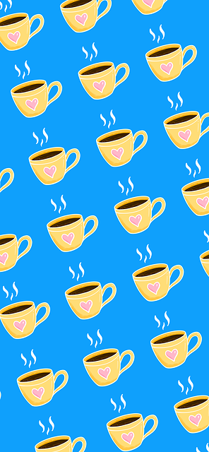 Koffie, Beker, Patroon, Tekening, Behang