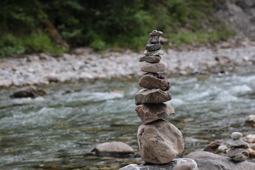 Steine, Natur, Balance, Fluss, Weg, Turm