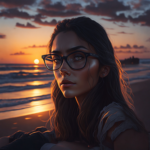 Ai Generiert, Frau, Sonnenuntergang