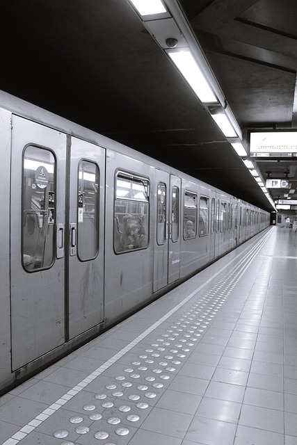Metro, Peron, Station, Zwart En Wit
