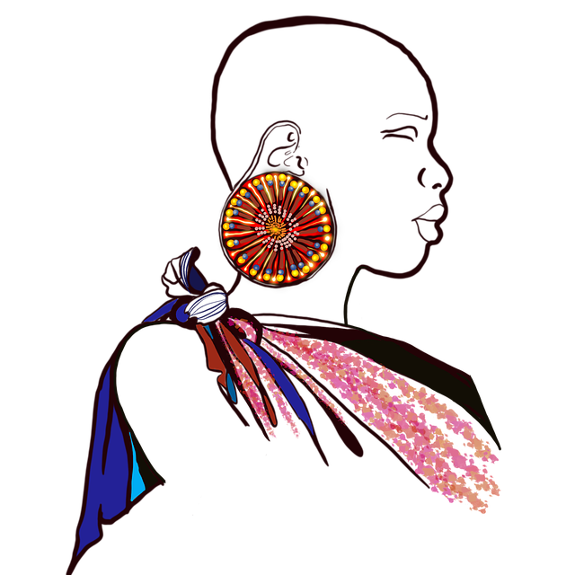Free woman profile earring illustration