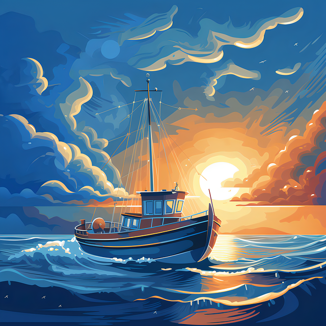 Download free HD stock image of Ai Generated Boat Free ai generated boat sea illustration