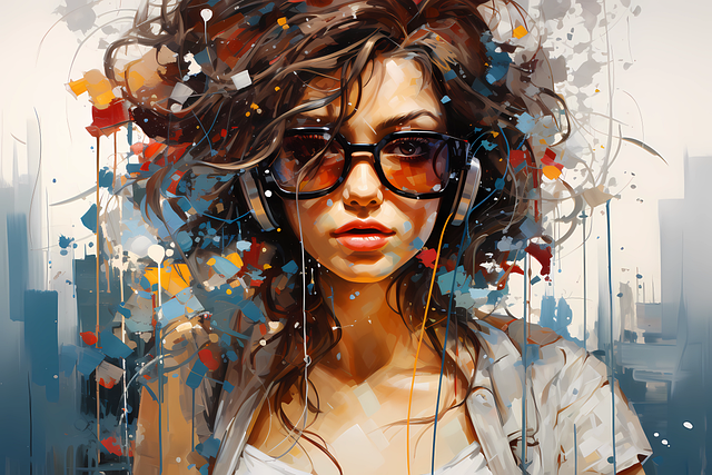 Free ai generated girl glasses illustration