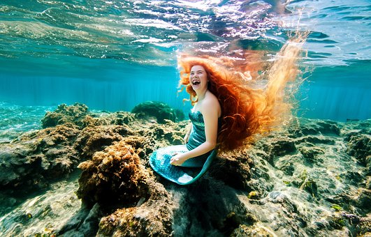 Ai Generado, Mar, Sirena, Bucear, Agua
