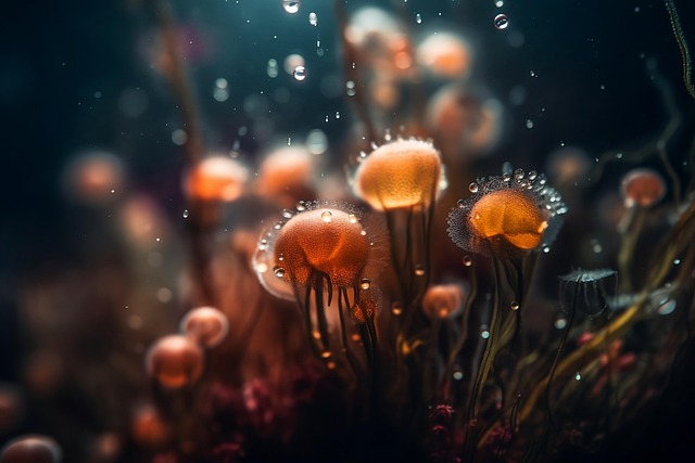 Free ai generated mushrooms underwater illustration