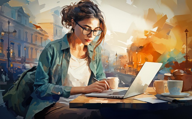 Free ai generated woman laptop illustration