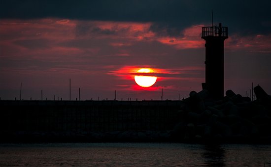 Panorama, Céu, Nascer Do Sol, Vermelho