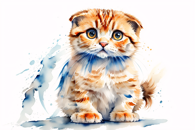 Free ai generated cat scottish fold illustration