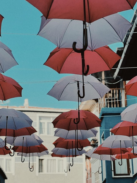 Regenschirm, Bunt, Straße, Himmel