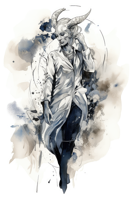 Free demon horns woman illustration