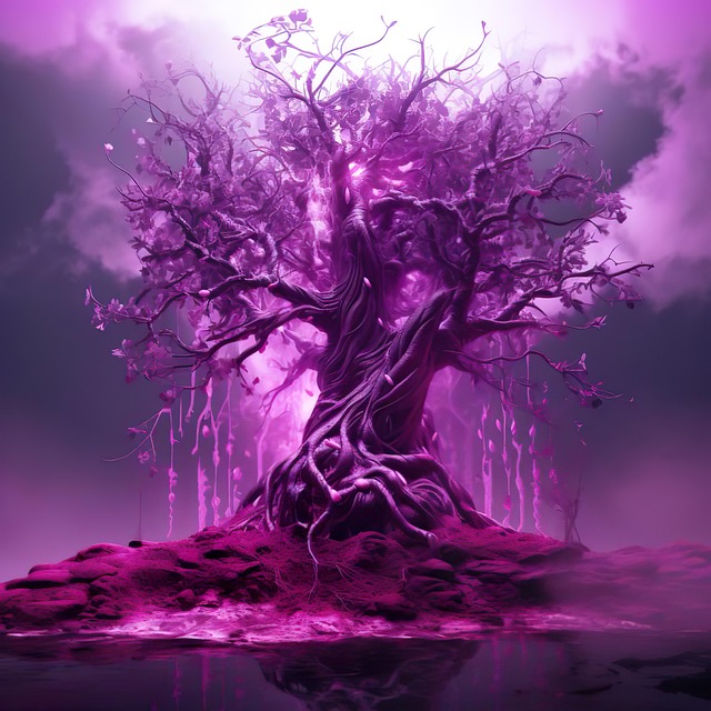 Free ai generated violet tree illustration