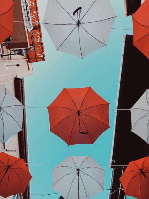 Regenschirm, Bunt, Straße, Himmel