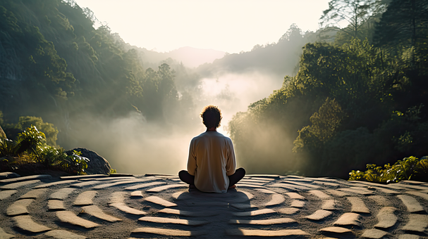 Ai Generiert, Mann, Meditation, Stein