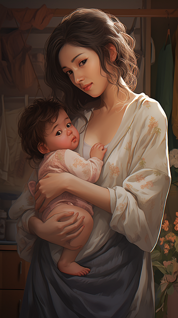 Free ai generated mother baby illustration