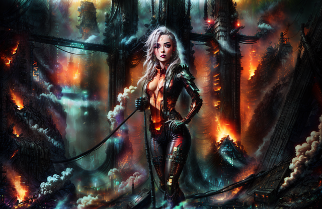 Free ai generated woman dystopian illustration