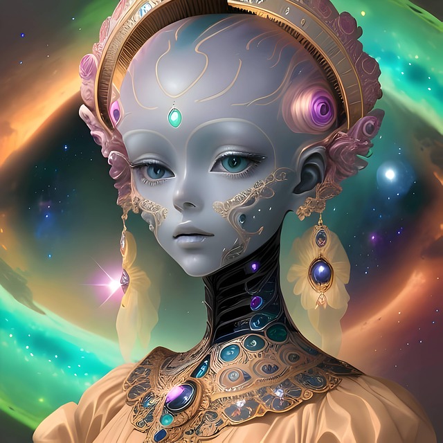 Kosmisch, Bunt, Frau, Fantasie, Kunst