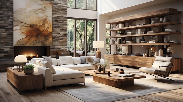 Free contemporary zen living room interior design illustration