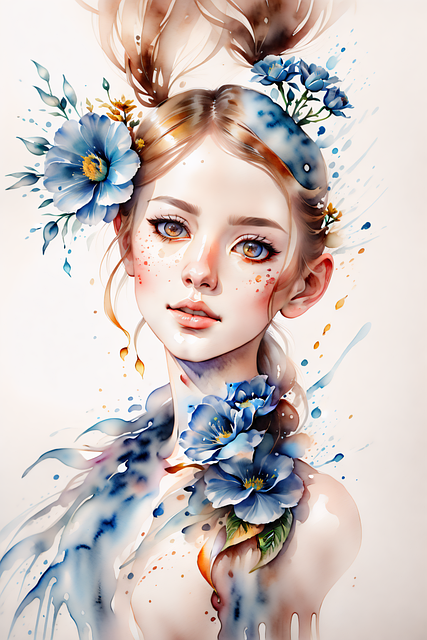 Free woman nature redhead illustration