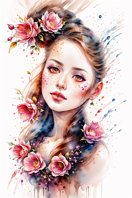Женщина, Рыжая, Цветок, Природа, Фуксия