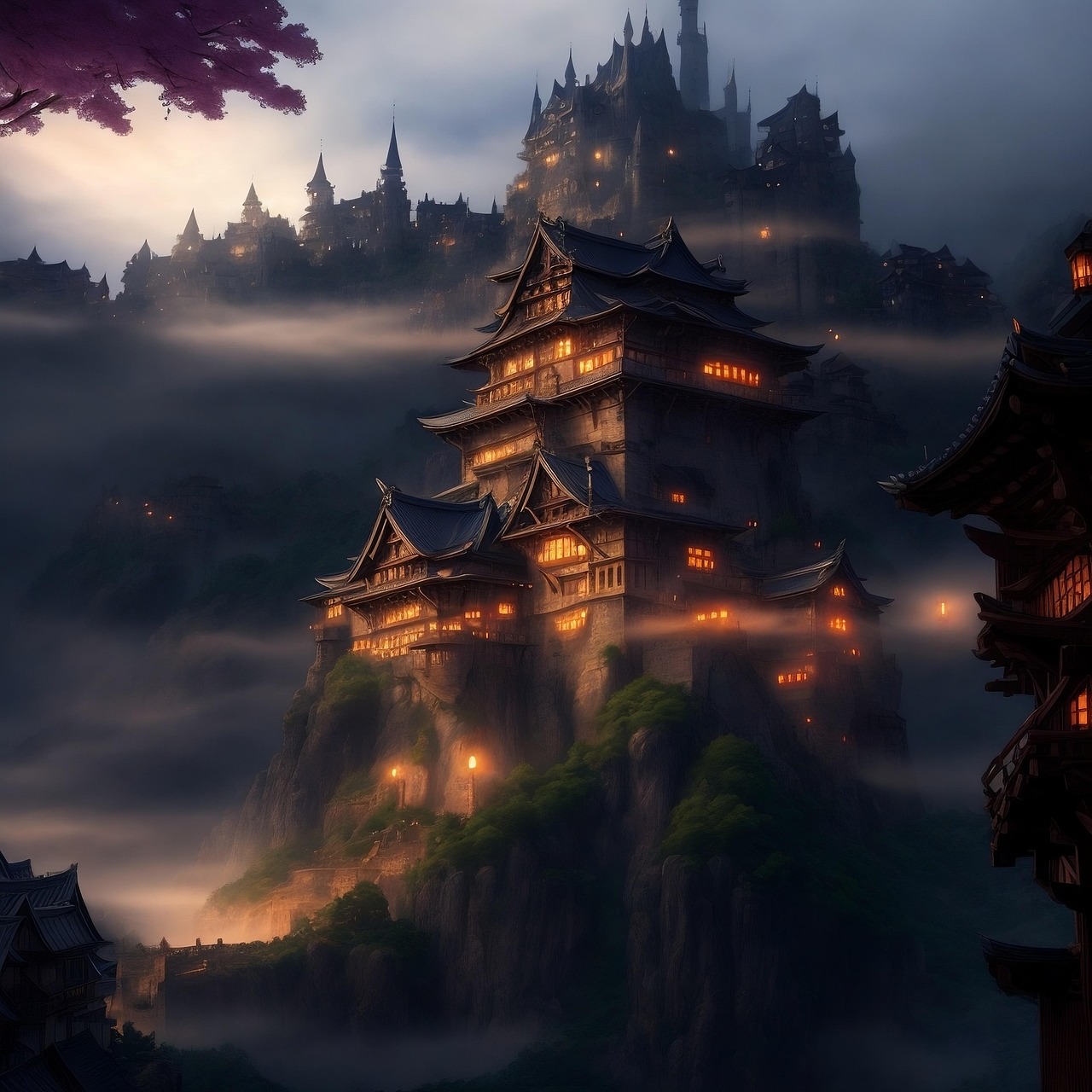 Download Ai Generated Palace Mountains Royalty-Free Stock Illustration