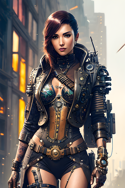 Free ai generated woman steampunk illustration