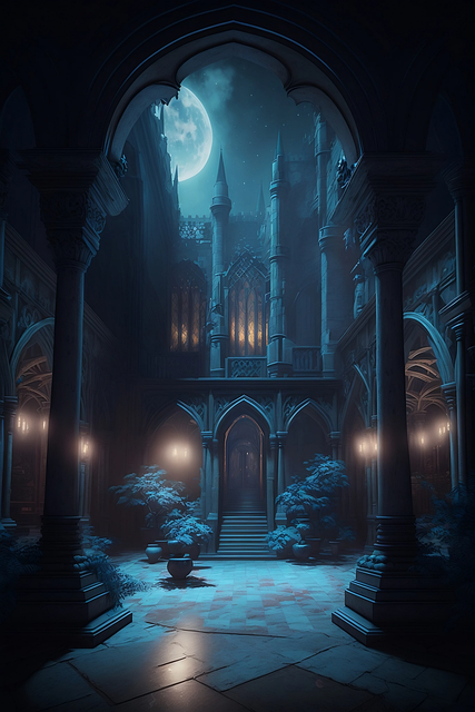 Noite, Palácio, Torres, Lua, Castelo