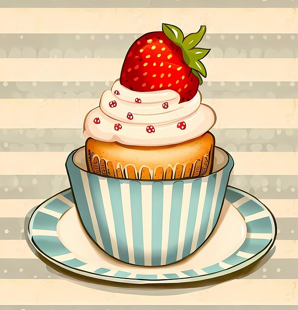 Free ai generated cupcake strawberry illustration