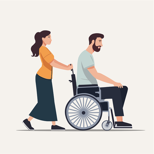 Free disability wheelchair caregiver vector