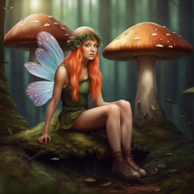 Download free HD stock image of Ai Generated Fairy Free ai generated fairy mushroom illustration