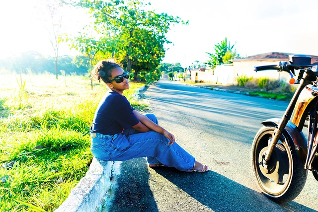 Chica, Motocicleta, Deporte, Acción, Sol