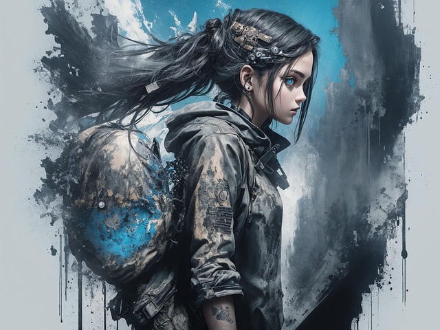 Free ai generated teenage girl grunge illustration