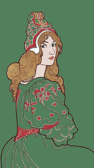 Free young woman art nouveau liberty style vector