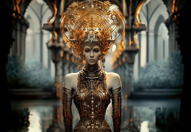 Free golden costume zbrush machine aesthetics illustration