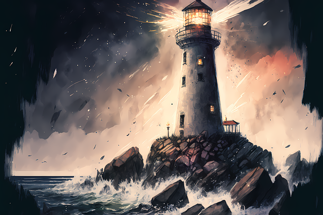 Free digital art lighthouse illustration
